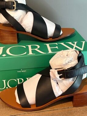 J Crew block heel black sandal